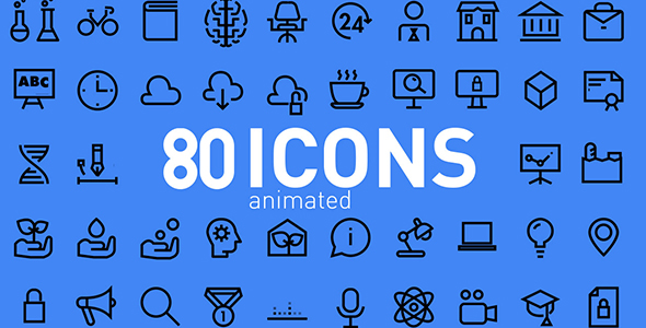80 Animated Icons After Effects Project Files Videohive